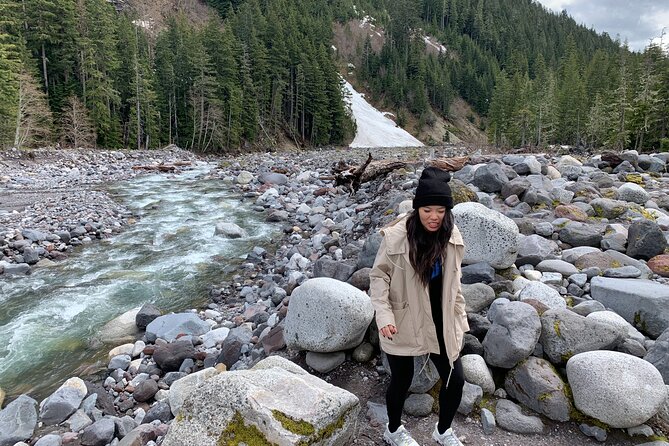 Mt. Rainier highlights - old forest, falls and glaciers - Christine Falls under the stone bridge
